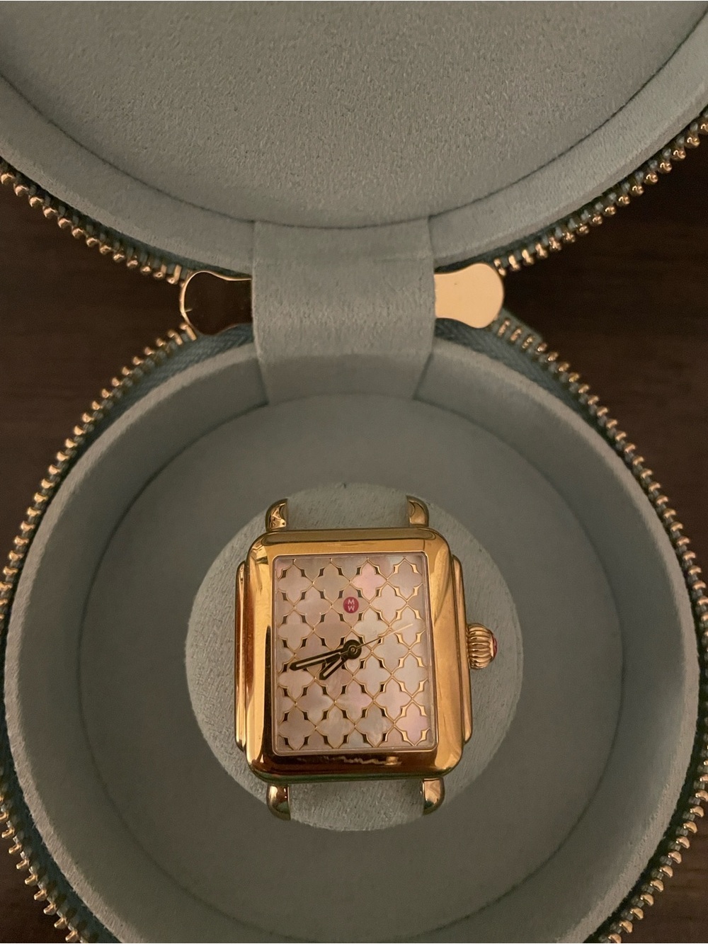 Michele Gold-Tone Deco Mother-of-Pearl Watch + 3 bands!